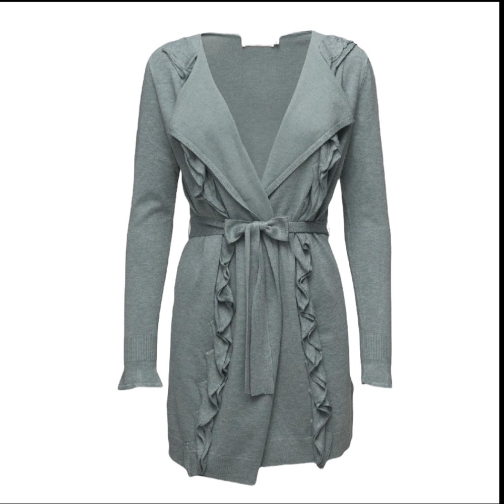 Cream Catherine Long Ruffle Cardigan Sz XL